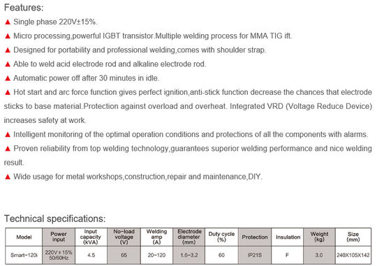 Single Phase Welding Machine 120 Amp